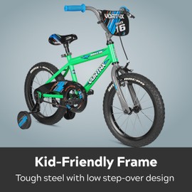 Pacific Vortax Bike, 16 Inch Bike for Kids Ages 3-7, Durable Steel BMX Frame, Adjustable Seat Grows with Your Child, Removable Training Wheels, Hand and Coaster Brake, Easy Assembly, Training Bicycle