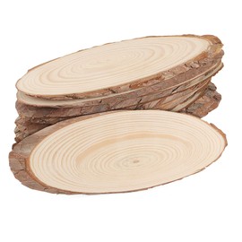 10 PCS Oval Wood Slices, Length 12 Inch and Width 3.9-4.7 Inch Craft Wooden Slices, Natural Unfinished Wood Slices for DIY Wedding