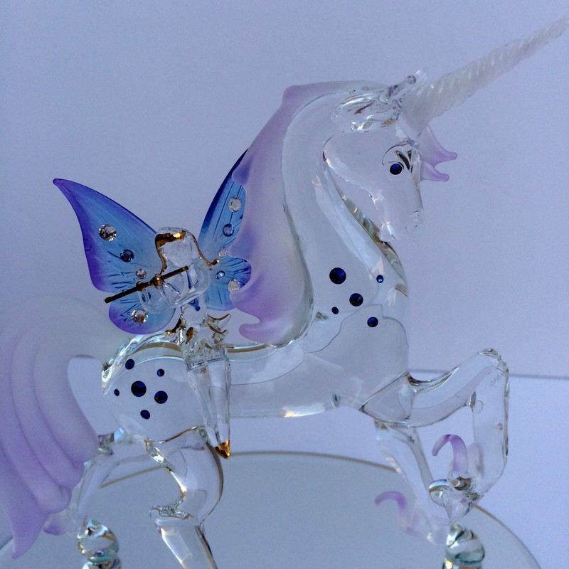 Glass Baron ~ Large Unicorn with Fairy