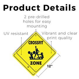 CrossFit (2 Pack) Plastic Crossing Sign - 12 Inch X 12 Inch Xing Sign Gift Fitness Gym Workout Strength Exercise Training Athlete Program Challenge Active Decor
