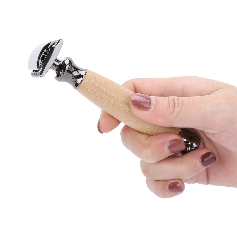 Men Shaving Razor with Wood Handle Portable Double Edge Razor