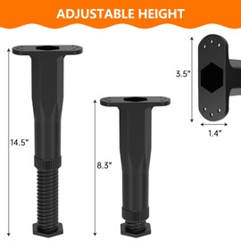 4PCS Adjustable Bed Frame Support Legs, Frame Center Slats Heavy Support Leg,Durable Furniture Suport Legs for Frame/Sofa/Dresser/Table, Legs Furniture Replacement Parts(8.3"-14.5")