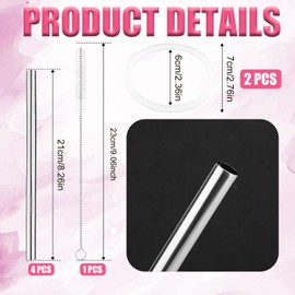 4pcs Metal Straw Replacement for Owala Water Bottle 24 oz 32 oz, Stainless Steel Reusable Straws with Cleaning Brush & Gasket Seal Washers Compatible with Owala Water Bottle Accessories Parts
