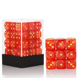 36 of Pack 12MM 6 Sided Mini Dice Set,Pearl Pattern Game Dice Set, 6 Sided Standard Dices for Yahtzee, Bunco or Teaching Math,with Portable Plastic Box(Red Pearl)