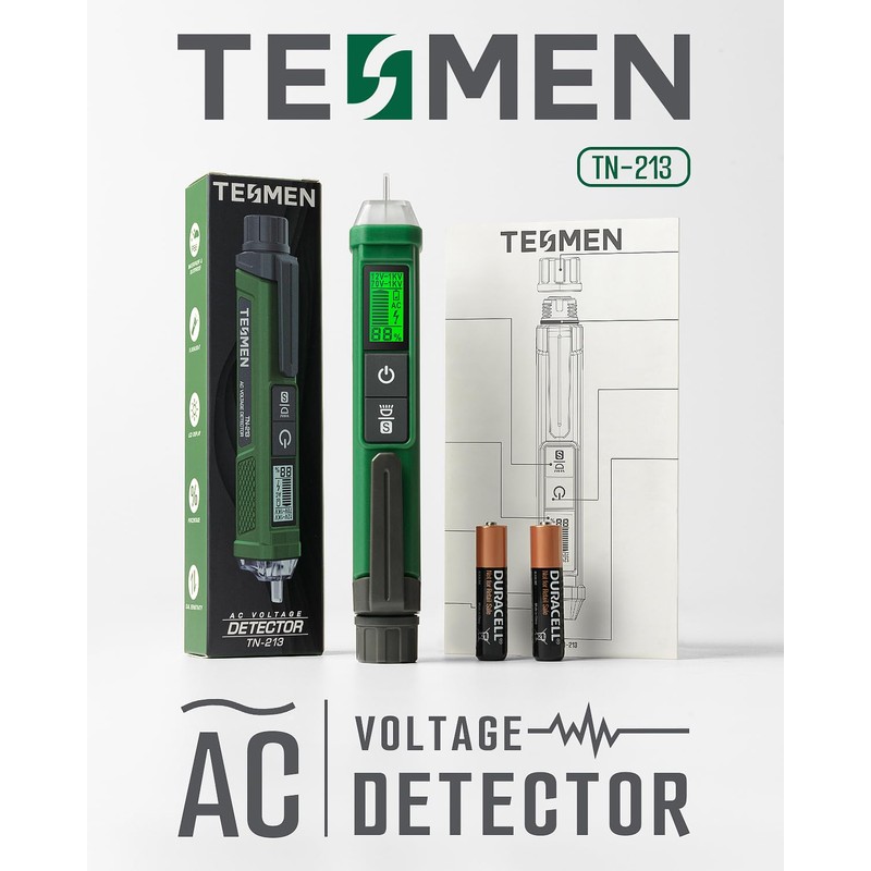 TESMEN Voltage Tester, TN-213 Non-Contact Voltage Detector, Electrical Tester, AC