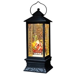 Eldnacele Singing Battery Operated & Plug-in Musical Lighted Christmas Snow Spinning Water Glittering Snow Globe Lantern Home Decoration and Gift, Santa Claus