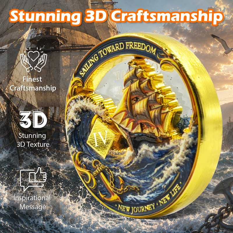 4 Year Sailing Through Storms Sobriety Coin – Journey into