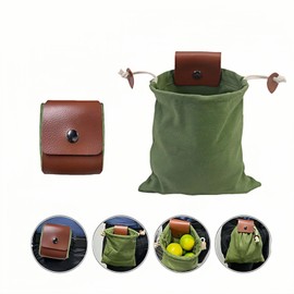 Foldable Waxed Canvas Foraging Bag - Hands Free Waist Pack for Hiking, Camping & Berry Picking, Waterproof Tactical Hip Pouch ，Mushroom Picking(Army Green),8.94X8.66IN