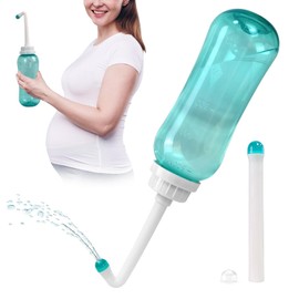 Botella Peri para Cuidados Postparto, Tinabless Botella Bidé de Viaje Portátil de 500ml para Bebé, Mujer o Paciente Encamado con 2 Boquillas para Diferentes Necesidades(Verde)