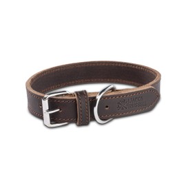 Hundehalsband Leder - Fettleder Hunde Halsband Lederhalsband aus Echtleder Fat-Tony dunkelbraun (XL)