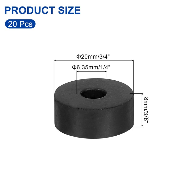 sourcing map 20Pcs 3/4" OD x 1/4" ID x 3/8"