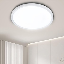 MOLVCE Ceiling Light LED Ceiling Light Flat Round 36 W Cool White 6000 K IP44 Waterproof Ultra Thin Ceiling Light Living Room Ceiling Lighting for Bathroom, Bedroom, Hallway, Kitchen, Diameter 28 cm