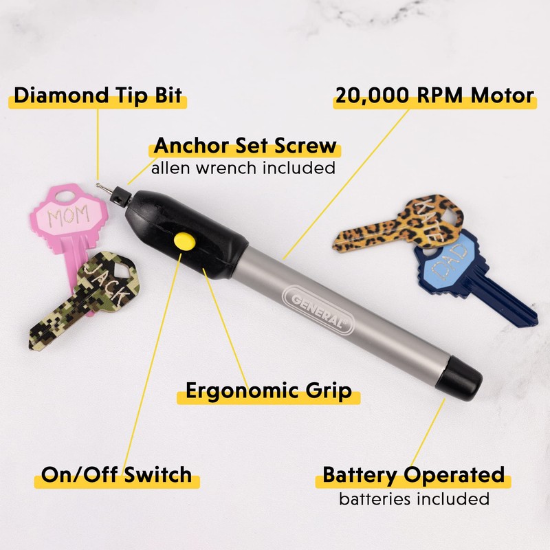 General Tools Cordless Engraving Pen for Metal - Diamond Tip