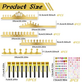 Golden Paper Crowns Set, Golden Paper Crowns for Children, Pack of 20 Birthday Crowns for Young People, Party Hats for Birthday Parties, Crown Craft Set with Glitter Stones for DIY