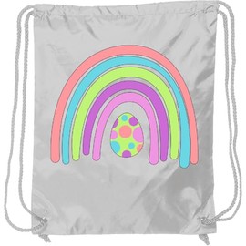 inktastic Retro Pastel Easter Egg Rainbow Drawstring Bag White 450b9