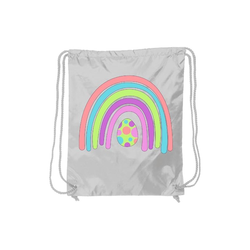 inktastic Retro Pastel Easter Egg Rainbow Drawstring Bag White 450b9
