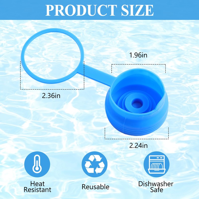 Reallnaive 8 Pcs 3 and 5 Gallon Jug Cap Reusable