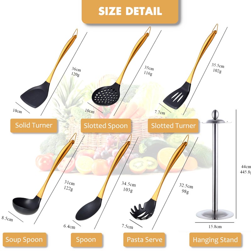 Silicone Cooking Utensils Set, 17pcs Kitchen Utensil Set with Rotatable