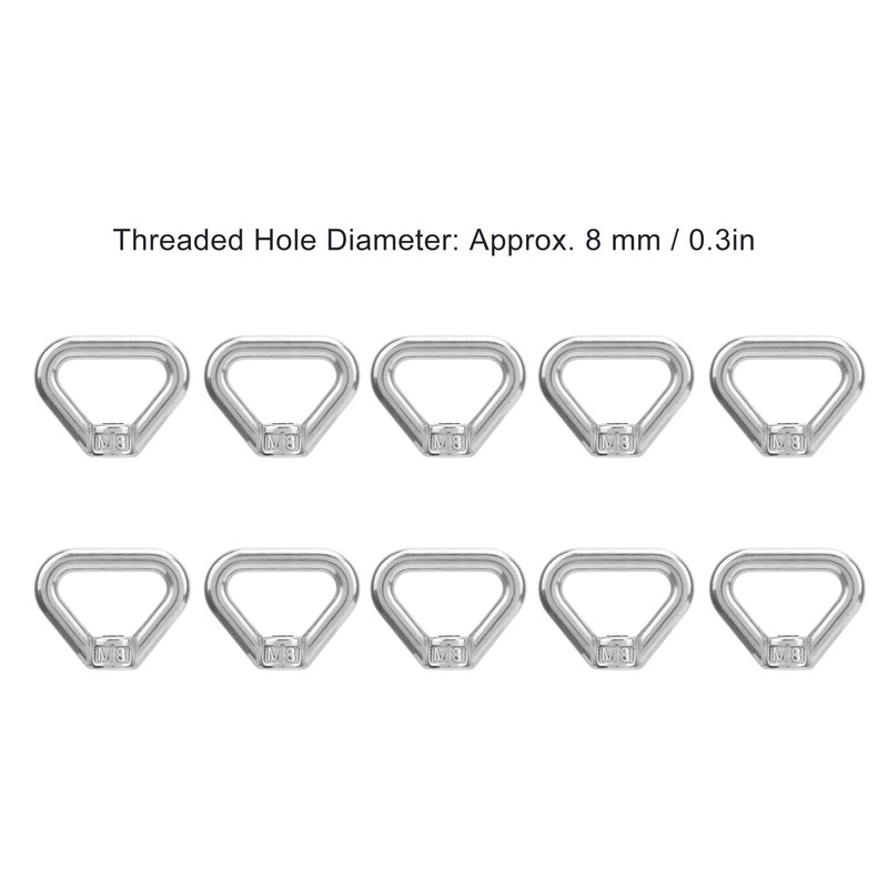 10pcs Silver Screw Nut 304 Stainless Steel Triangle Ring Nut