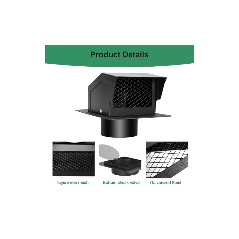 4 inch Roof Vent Cap, Removable Roof Vent, Bathroom Exhaust