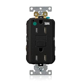 Leviton GFWT1-HGE 15A-125V Extra-Heavy Duty Hospital Grade Tamper/Weather-Resistant Duplex Self-Test GFCI Receptacle, Black, 15-Amp