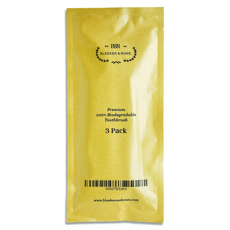 Bleeker and Rowe Biodegradable Eco-Friendly Toothbrushes - Individually Sealed -