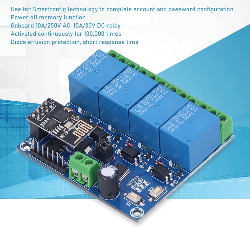 Eujgoov 4-Channel WiFi Smart Home Relay Module with Remote Switch