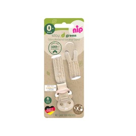 nip Stay Green Dummy Strap Made of 100% Organic Cotton, Made in Germany, for Dummies with Ring, Gradually Adjustable, Protects Clothes, Colour: Brown