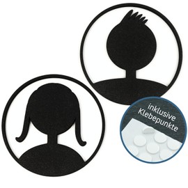 WC Türschilder, Toilette Mann & Frau, Damen & Herren, Toilettenschild rund, Gästetoilette, Kloschild, Türdeko, selbstklebend, Badezimmer, Ø 10cm, 4mm dick, Hinweisschild