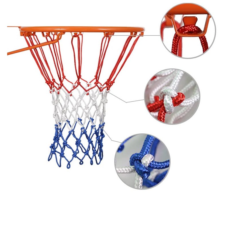 2 Pack Heavy Duty 12 Loops Basketball Net, Red/White/Blue Basketball