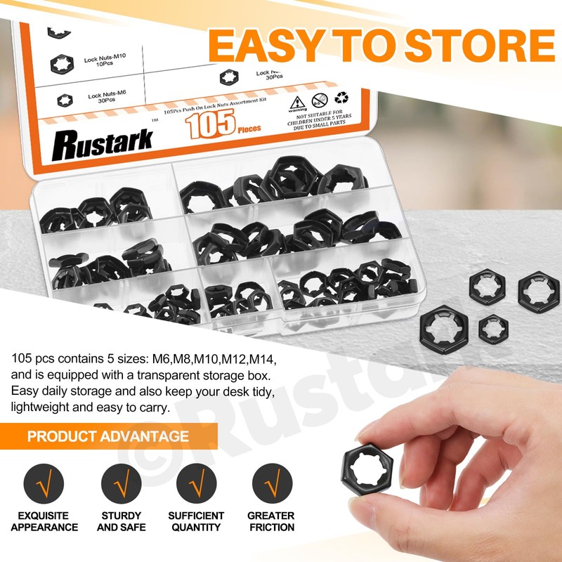 Rustark 105Pcs M6 M8 M10 M12 M14 65Mn Push On