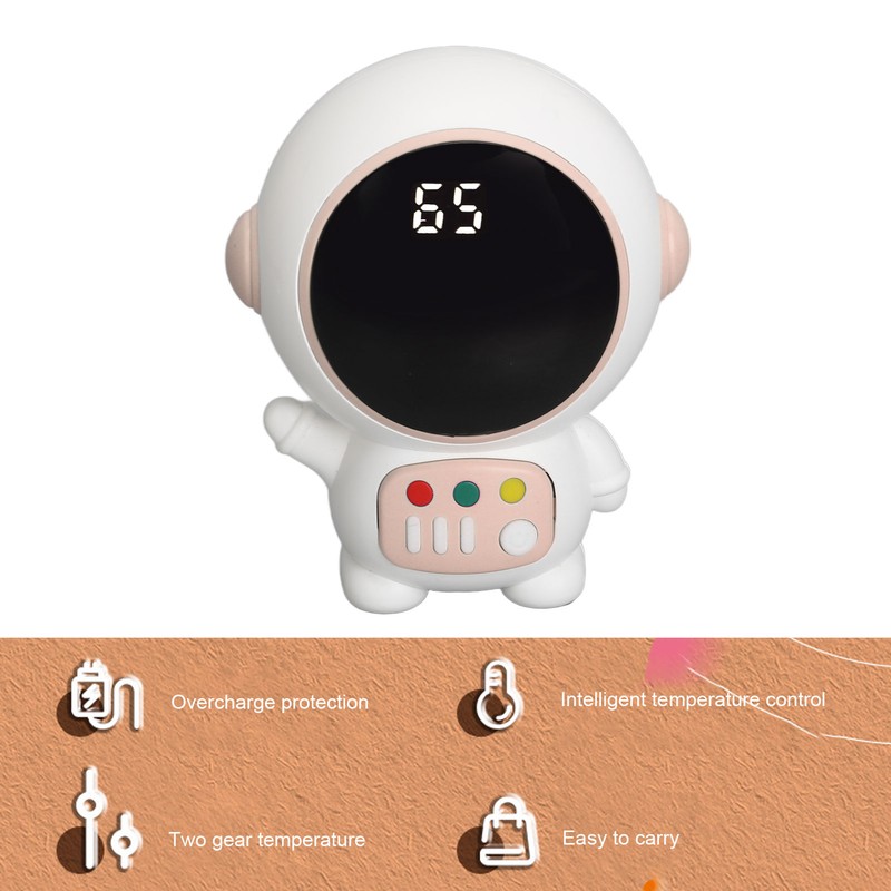 Astronaut Shaped Cute Hand Warmer Digital Display USB Rechargeable 2