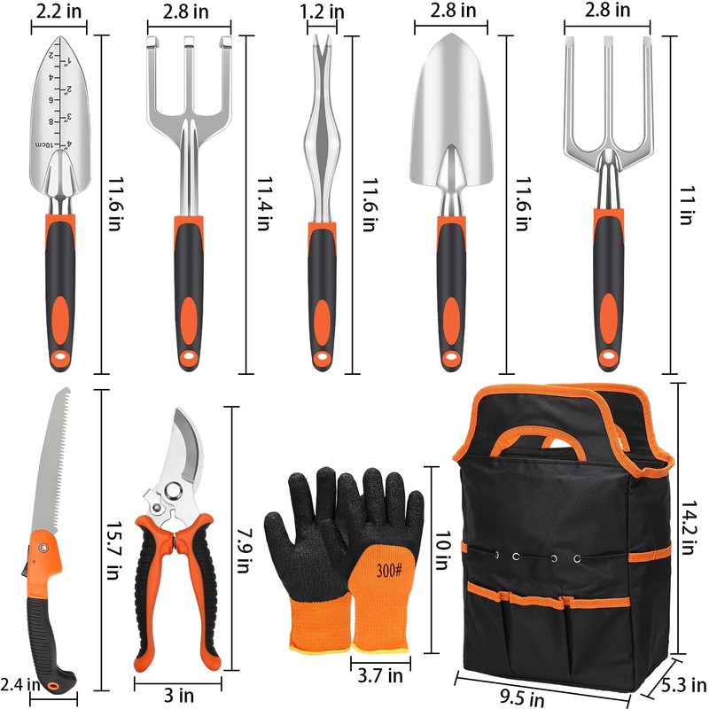 VKIZIKV Garden Tools Set, 9 Piece Aluminium Alloy Heavy Duty