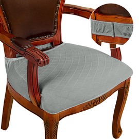 CZL Dining Chair Covers Set of 2, Upgraded Zipper Dining Chair Seat Covers Washable, Stretch Jacquard Dining Chair Slipcover Chair Protectors Covers Removable,Beige,Set of 2