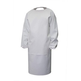 3Kamido Professional Rubber Apron with Sleeves Made of PVC Butcher Apron Meat Apron for Veterinarians Washing Apron Waterproof, White
