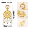 Gold Round Flower Disc Pearl Drop Dangle Earring, 14k Gold