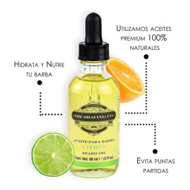 Aceite Para Barba The Shaving Co. Citrus 60ml Hidrata, Humecta y Fortalece la Barba desde la Raiz