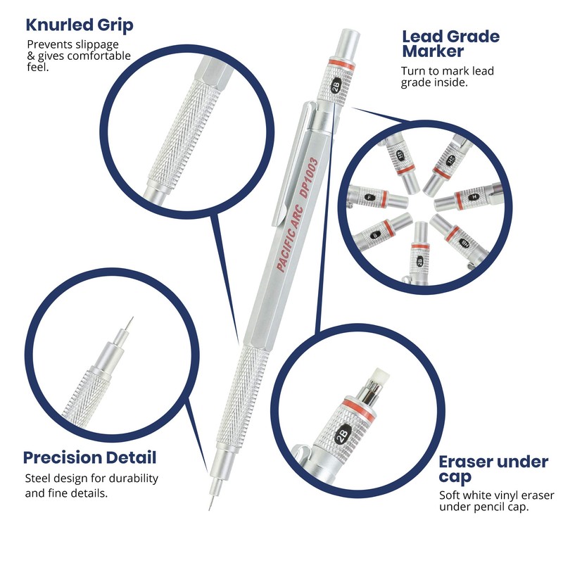 Pacific Arc Chromagraph Metal Mechanical Pencil .3 mm Silver Barrel