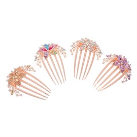 FOMIYES 4pcs Hair Side Comb Rhinestone Flower Vintage Headpieces Bride Headdress Hairpins for Bridal Banquet and Everyday Hairstyles