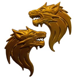 3D 3D Emblem Sticker Wolf Wolf Car Metal Double Sided Tape Included (Candy Sahara Yellow Left and Right 2 Pcs)