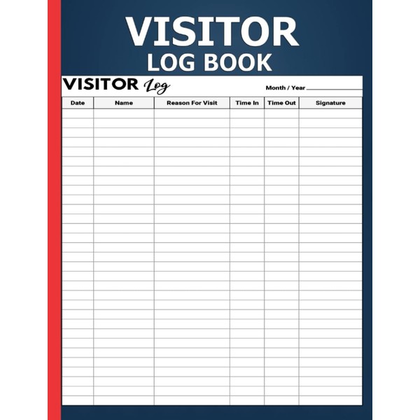 Visitor Log Book: Guest Sign In and Sign Out Register