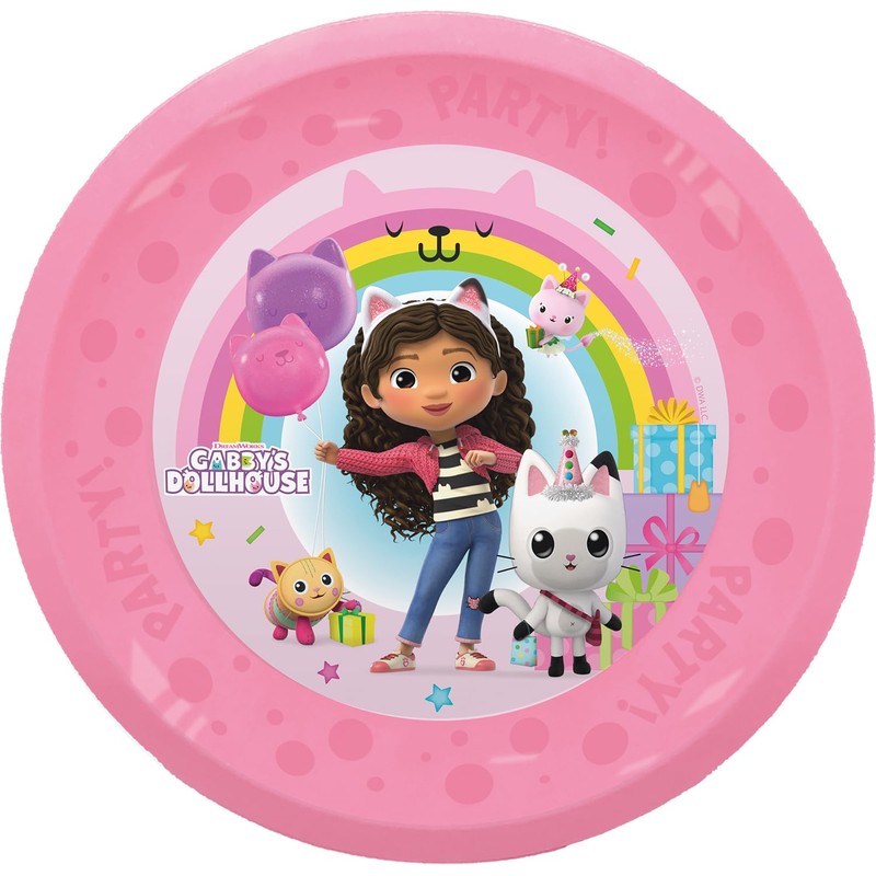 Procos - Gabby's Dollhouse Plastic Plates 4 Pack Reusable Party