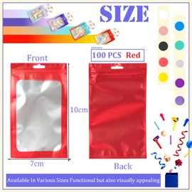 100 Stück Zip-Beutel Klein Mylar Bags Rot Holografische Beutel 7x10cm,Wiederverschließbare Mylar Beutel,Geruchsdichte Baggys Ziplock-Beutel Polybeutel für Schmuck,Lebensmittel,Kleine Unternehmen