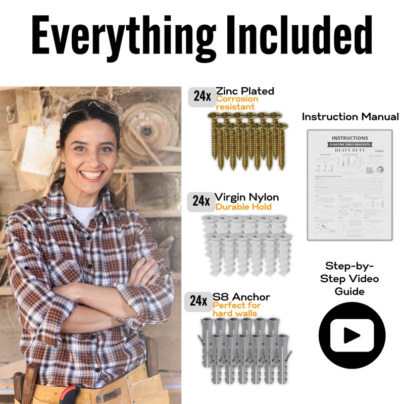 EVALD Heavy Duty Floating Shelf Bracket | 8-Inch Floating Mantel