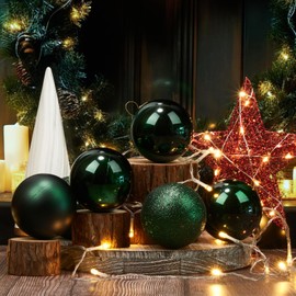 Emopeak 24Pcs Mini Christmas Balls Ornaments for Xmas Christmas Tree - 1.2 Inch Shatterproof Christmas Tree Decorations Hanging Ball for Holiday Wedding Party Decoration Dark Green