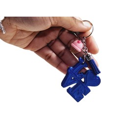 Love Heart Keychain 3d Printed Gift Stylish Blue Large Charm With Sweet Treat And Tassel Charms Silver Color Key Ring Backpack Gear