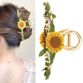 Sunflower Metal Hair Clips Fashion Art Style Nonslip,shark hair clip simple hair accessory, suitable for women's spring and summer birthday wedding parties