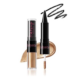 UOCK Dual-Ended Eyeshadow + Eyeliner - metallic liquid eyeshadow, gel eyeliner stick and glitter eyeshadow eye makeup set (01#)