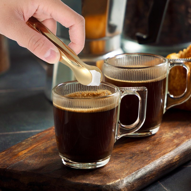 8 Pack Gold Mini Metal Tongs 4.53" Gold Serving Tongs