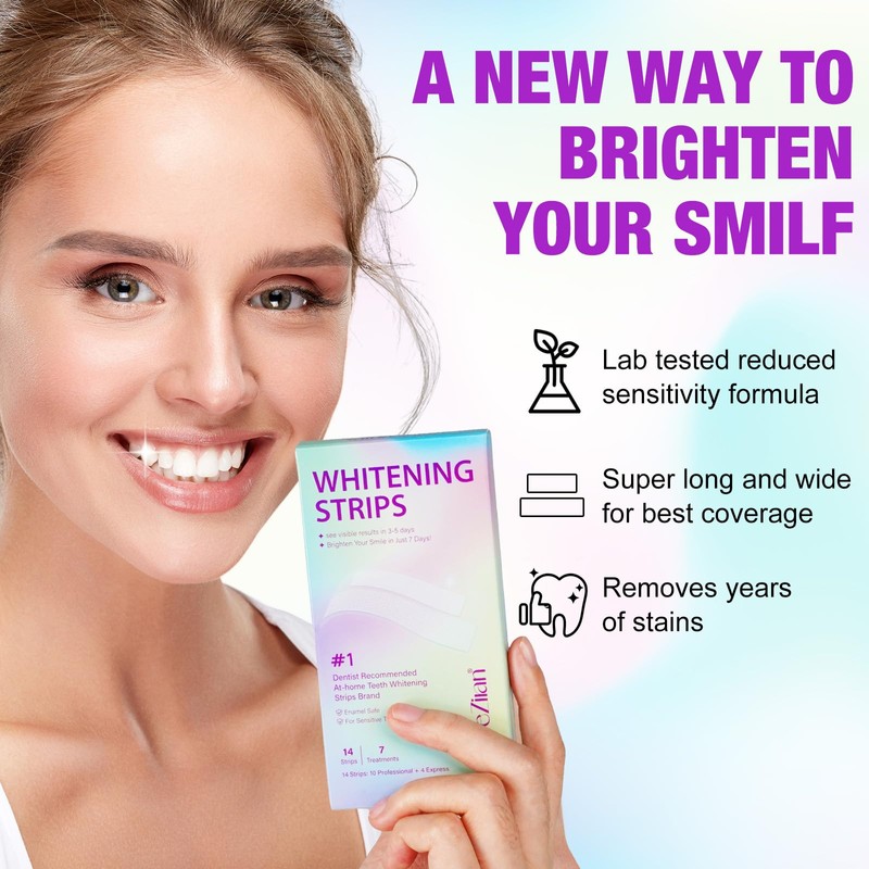 Teeth Whitening Strips,7-Day whitening Strips,Sensitive Teeth Whitener,Enamel Safe for Whiter